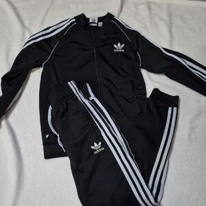Adidas Black and White Track Suit Size M Kids